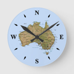 Australische Karte Runde Wanduhr