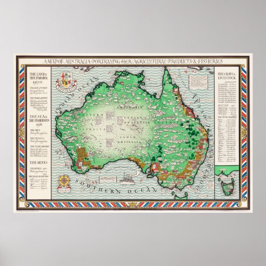 Australische Karte Vintag Poster (Vorne)