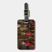 Australische Kelpie am Feuerplatz Weihnachten Gepäckanhänger (Vorderseite vertikal)