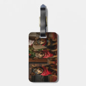 Australische Kelpie am Feuerplatz Weihnachten Gepäckanhänger (Rückseite vertikal)