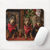 Australische Kelpie am Feuerplatz Weihnachten Mousepad (Mit Mouse)