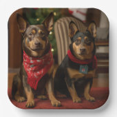 Australische Kelpie am Feuerplatz Weihnachten Pappteller (Vorderseite)