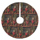 Australische Kelpie am Feuerplatz Weihnachten Polyester Weihnachtsbaumdecke (Vorderseite)