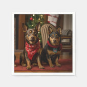 Australische Kelpie am Feuerplatz Weihnachten Serviette (Vorderseite)