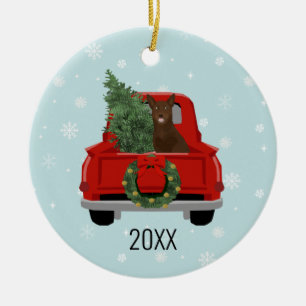 Australische Kelpie Christmas Red Truck Keramik Ornament