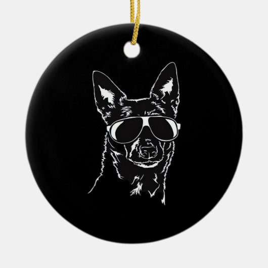 Australische Kelpie coole Hundssunglasche Classic Keramik Ornament (Vorne)