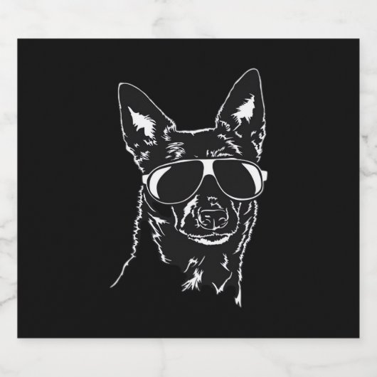 Australische Kelpie coole Hundssunglasche Classic Schaumweinetikett (Einzelnes Label)