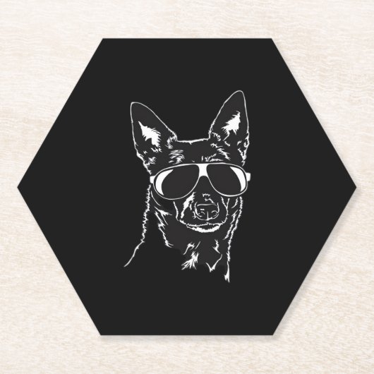 Australische Kelpie coole Hundssunglasche Classic  Untersetzer (Vorderseite)