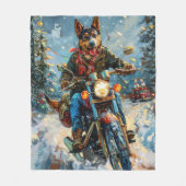 Australische Kelpie Dog Riding Motorrad Weihnachte Fleecedecke (Vorderseite)