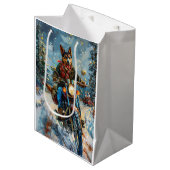 Australische Kelpie Dog Riding Motorrad Weihnachte Mittlere Geschenktüte (Vorderseite Schrägansicht)