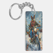 Australische Kelpie Dog Riding Motorrad Weihnachte Schlüsselanhänger (Vorderseite links)