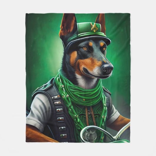 Australische Kelpie Fahrrad St. Patrick's Day Fleecedecke (Vorderseite)