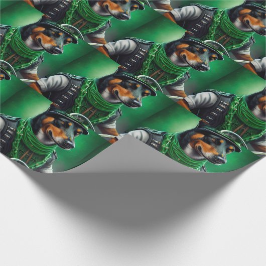 Australische Kelpie Fahrrad St. Patrick's Day Geschenkpapier (Ecke)