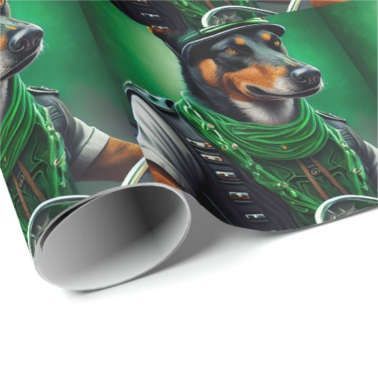 Australische Kelpie Fahrrad St. Patrick's Day Geschenkpapier (Rolleneckpunkt)