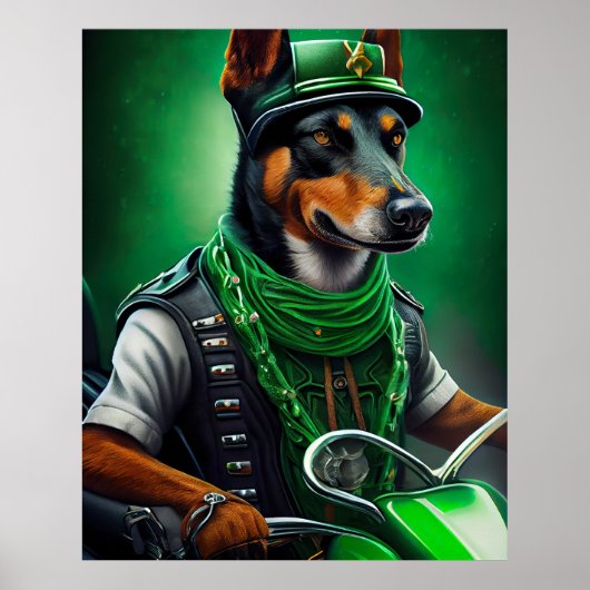 Australische Kelpie Fahrrad St. Patrick's Day Poster (Vorne)