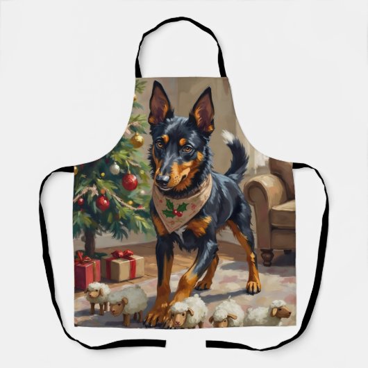 Australische Kelpie-Herding-Weihnachtskunst Schürze (Vorderseite)