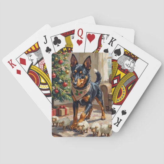 Australische Kelpie-Herding-Weihnachtskunst Spielkarten (Rückseite)