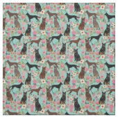 Australische Kelpie-Hunde Vintage Blumenminze Stoff (Muster)
