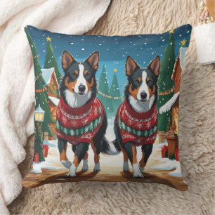 Australische Kelpie-Hunde Weihnachten Schnee Urlau Kissen