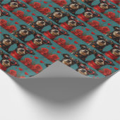 Australische Kelpie mit Herz-Rose Valentinstag Geschenkpapier (Ecke)