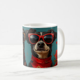 Australische Kelpie mit Herz-Rose Valentinstag Kaffeetasse
