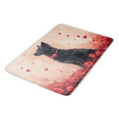 Australische Kelpie mit Rose - Valentinstag Badematte (Schrägansicht)