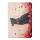 Australische Kelpie mit Rose - Valentinstag Badematte (Vorderseite Vertikal)