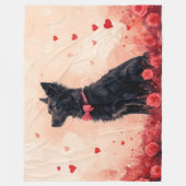 Australische Kelpie mit Rose - Valentinstag Fleecedecke (Vorderseite)