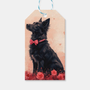 Australische Kelpie mit Rose - Valentinstag Geschenkanhänger