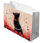 Australische Kelpie mit Rose - Valentinstag Große Geschenktüte (Rückseite Schrägansicht)