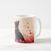 Australische Kelpie mit Rose - Valentinstag Kaffeetasse (VorderseiteRechts)