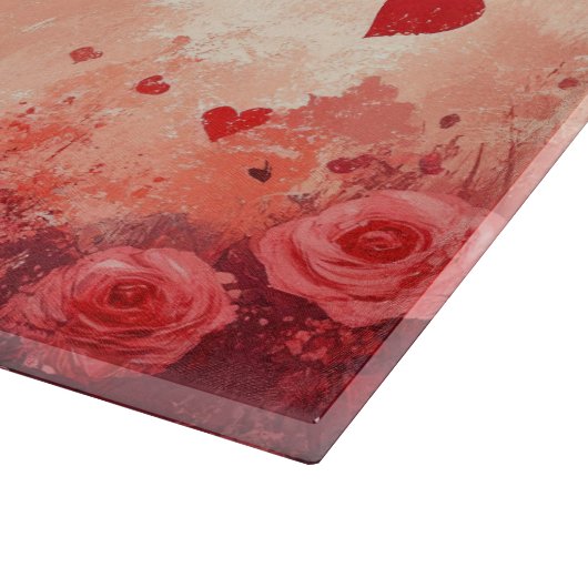 Australische Kelpie mit Rose - Valentinstag Schneidebrett (Ecke)