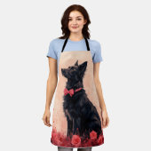 Australische Kelpie mit Rose - Valentinstag Schürze (Getragen)