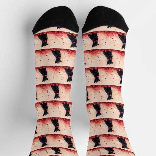 Australische Kelpie mit Rose - Valentinstag Socken (Oben)