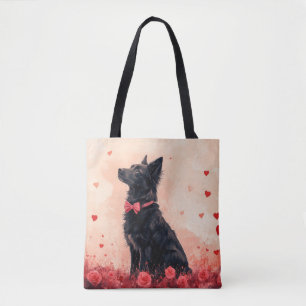 Australische Kelpie mit Rose - Valentinstag Tasche
