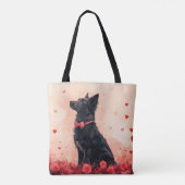 Australische Kelpie mit Rose - Valentinstag Tasche (Rückseite)