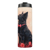 Australische Kelpie mit Rose - Valentinstag Thermosbecher (Vorderseite)