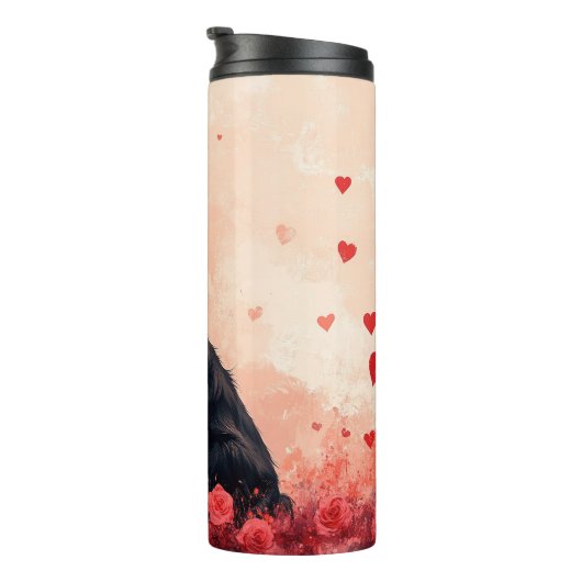 Australische Kelpie mit Rose - Valentinstag Thermosbecher (Nach rechts gedreht)