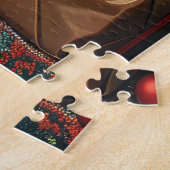 Australische Kelpie mit Weihnachtsgeschenken Feuer Puzzle (Seite)