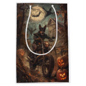 Australische Kelpie Riding Motorrad Halloween Mittlere Geschenktüte (Vorderseite)