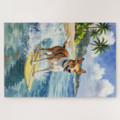 Australische Kelpie-Surfszene am Strand Puzzle (Horizontal)