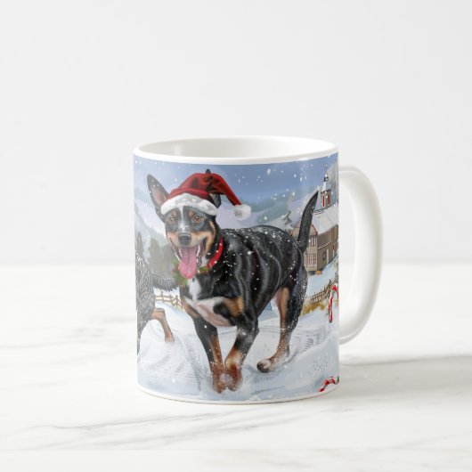 Australische Kelpie Weihnachten Kaffeetasse (VorderseiteRechts)
