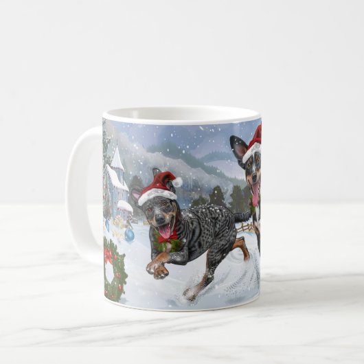 Australische Kelpie Weihnachten Kaffeetasse (Vorderseite Links)