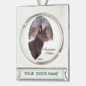 Australische Kelpie Weihnachten Personalisiert Banner-Ornament Silber (Links)