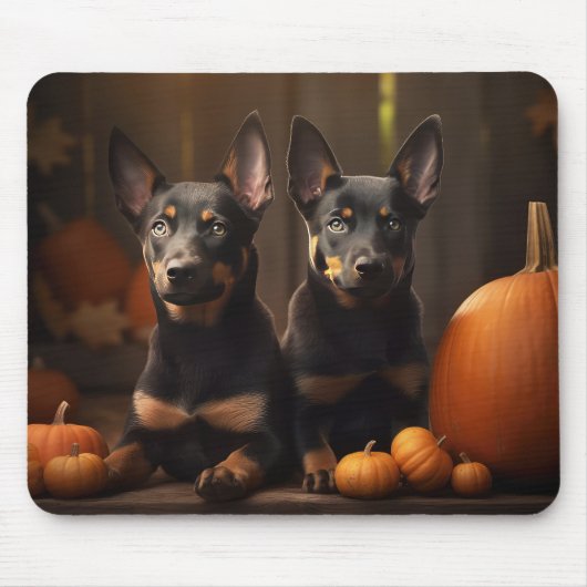 Australische Kelpie Welpe Autumn Delight Pumpkin Mousepad (Vorne)