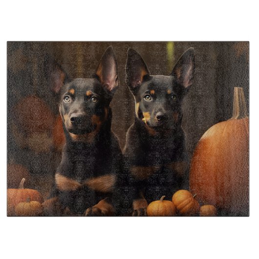 Australische Kelpie Welpe Autumn Delight Pumpkin Schneidebrett (Vorderseite)