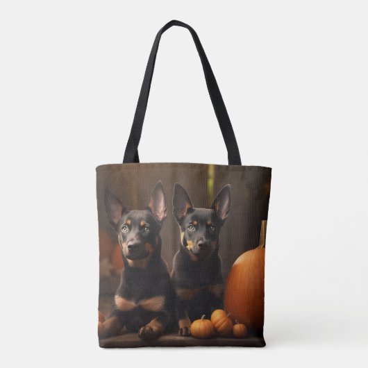 Australische Kelpie Welpe Autumn Delight Pumpkin Tasche (Rückseite)