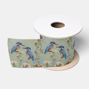 Australische Kingfisher Birds and Blume Oil Paint, Satinband