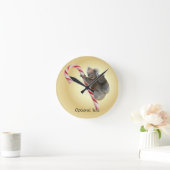 Australische Koala-Weihnachtszuckerstange Runde Wanduhr (Zuhause)