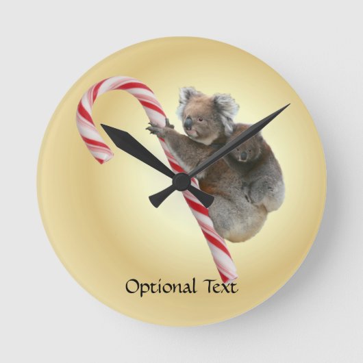 Australische Koala-Weihnachtszuckerstange Runde Wanduhr (Vorderseite)